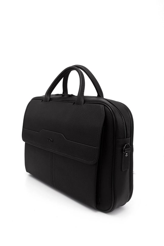 Unisex Siyah Hakiki Deri Notebook Ve Evrak Çantası