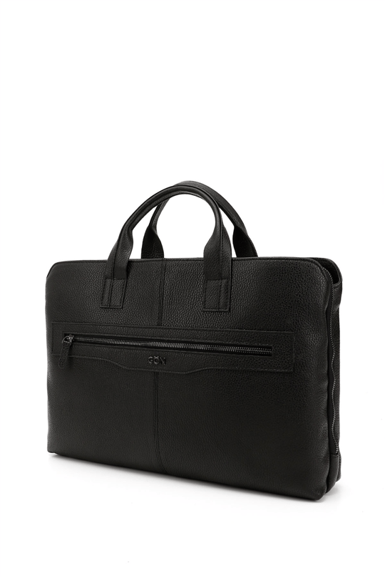 Unisex Black Genuine Leather Notebook and Document Bag