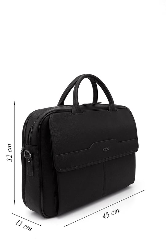 Unisex Siyah Hakiki Deri Notebook Ve Evrak Çantası