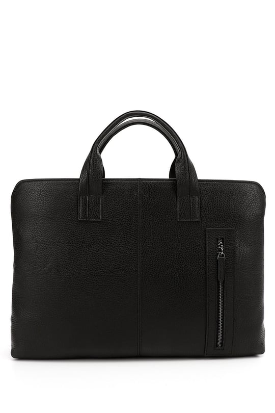 Unisex Black Genuine Leather Notebook and Briefcase