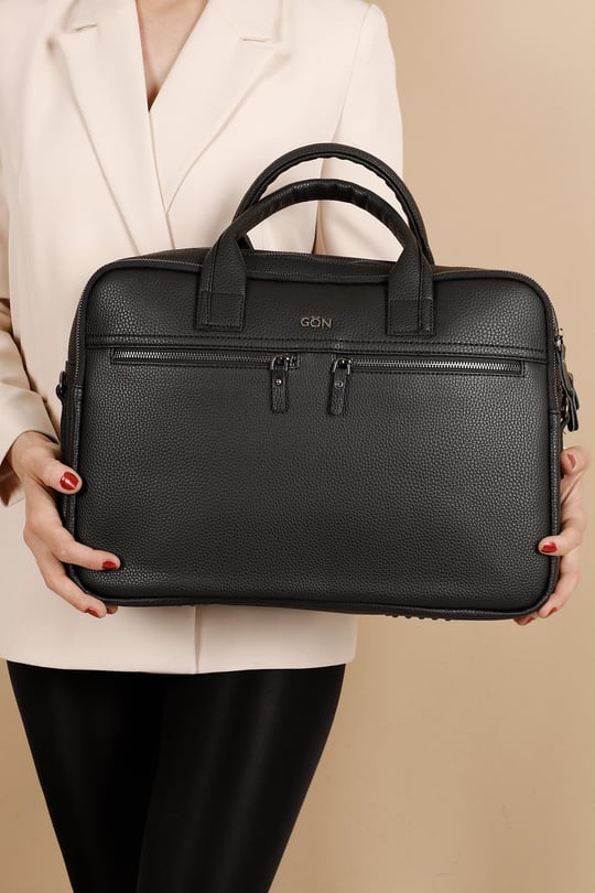 Unisex Siyah Uzun Askılı Laptop ve Evrak Çantası