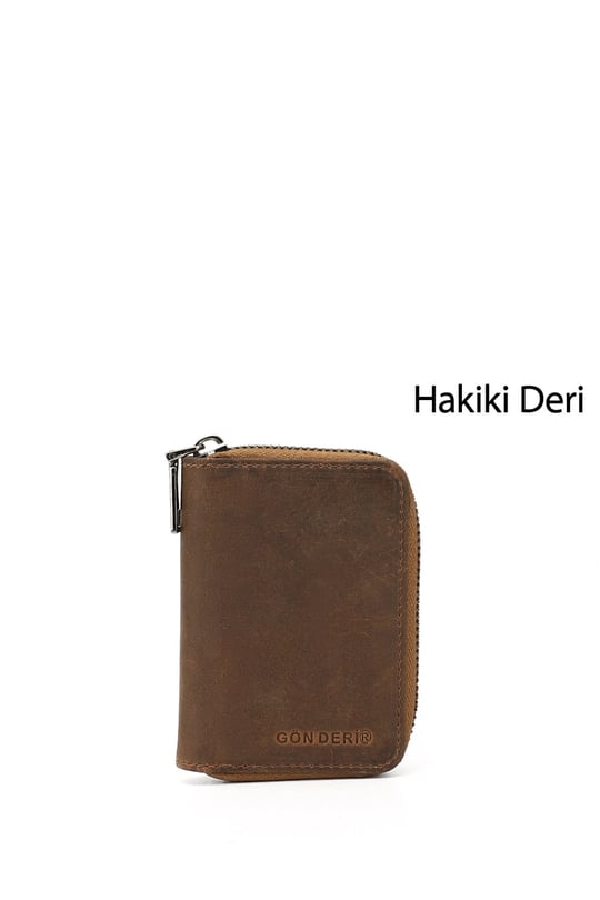 Unisex Taba Crazy Hakiki Deri Dikey Kartlık