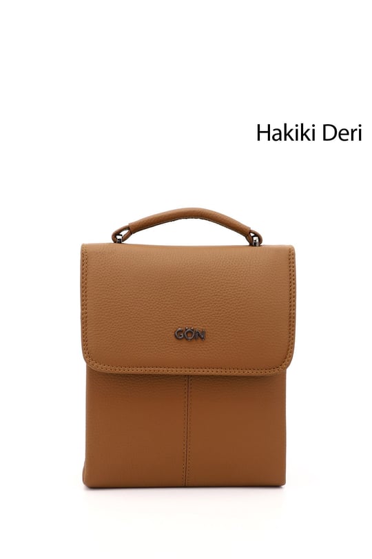 Tan Medium Size Unisex Genuine Leather Shoulder Bag