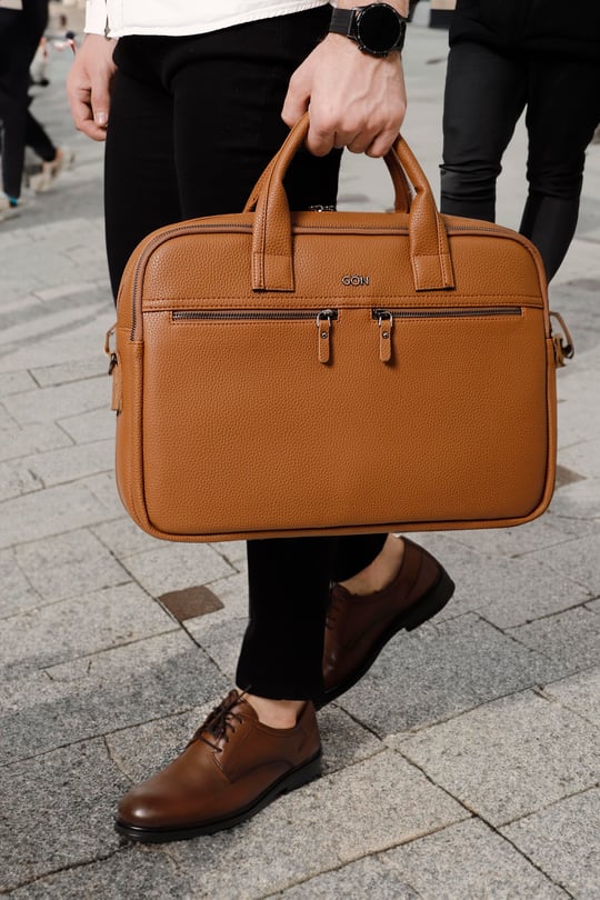 Unisex Taba Uzun Askılı Laptop ve Evrak Çantası