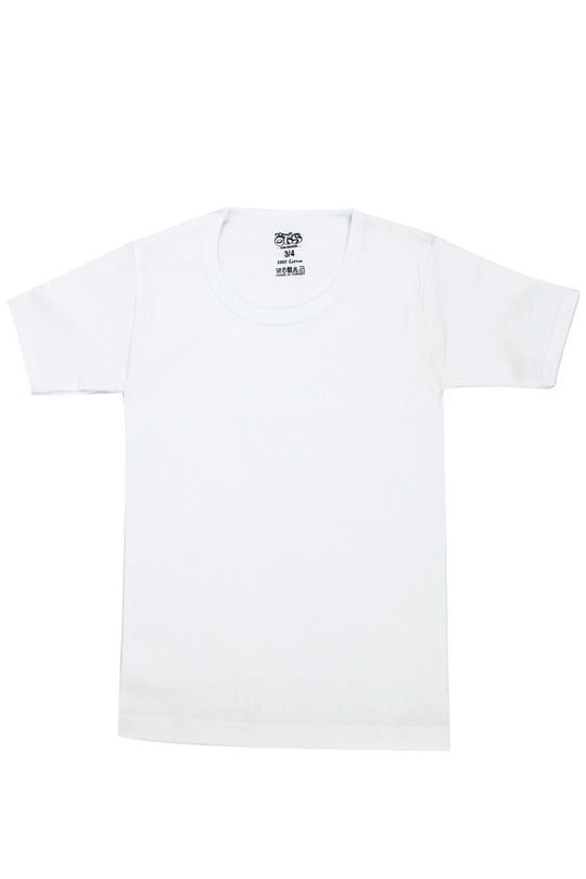 Öts Erkek Çocuk T-Shirt Ribana Açık Yaka (%100 Pamuk)