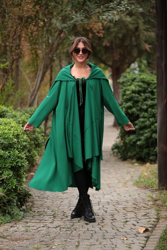 Green on sale poncho coat