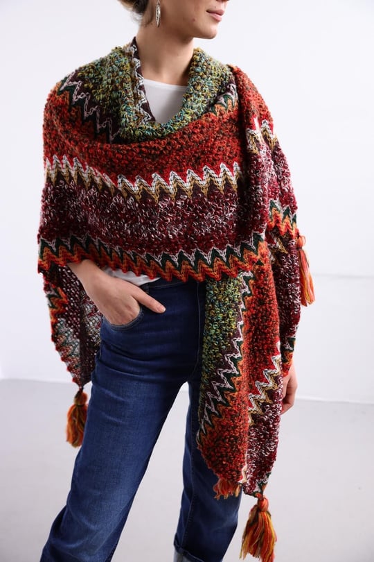 Renkli Desenli Triko Panço - Şaman Butik - Bohem Giyim ve Aksesuar | Kadın  & Erkek