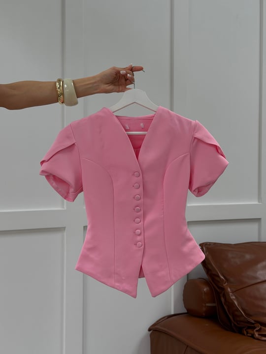 Prenses Kol Ceket Pembe