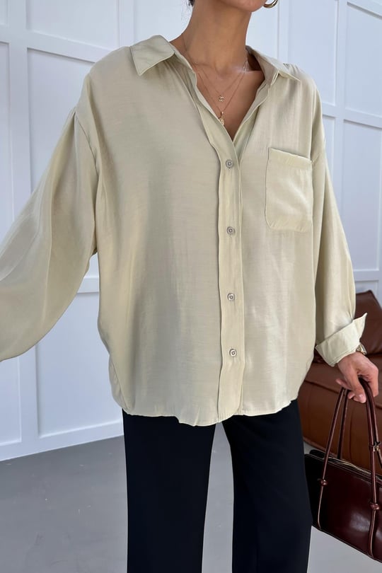 Oversize Tensel Gömlek Çağla Yeşili