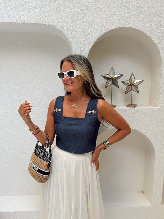 Nişantaşı Butik GOLD AKSESUAR DETAY KONTRAST BÜSTİYER BLUZ 