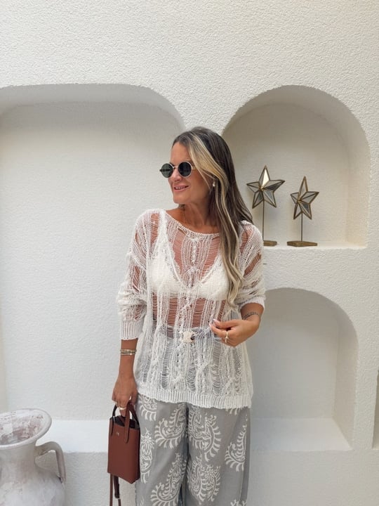 Nişantaşı Butik İP MOTİF AJURLU MERSERİZE EKRU 