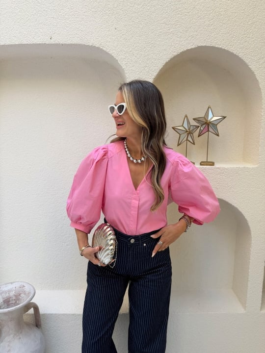 Nişantaşı Butik KOL DETAY PEMBE BLUZ