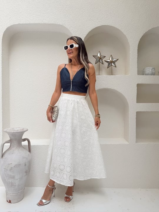 Nişantaşı Butik NAKIŞ DETAY ASTARLI FİSTO ETEK