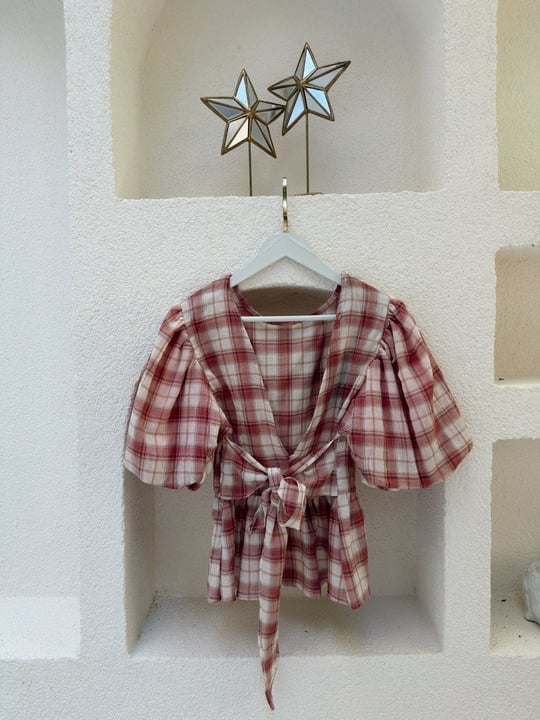 Nişantaşı Butik SIRT DETAY PEMBE EKOSE BLUZ 