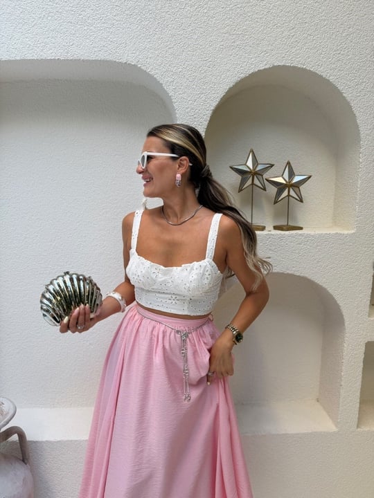 SIRT GİPELİ FİSTO CROP BLUZ 