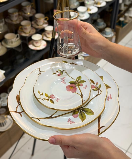  30 Parça Sakura Servis Pasta Çay Takımı Gold