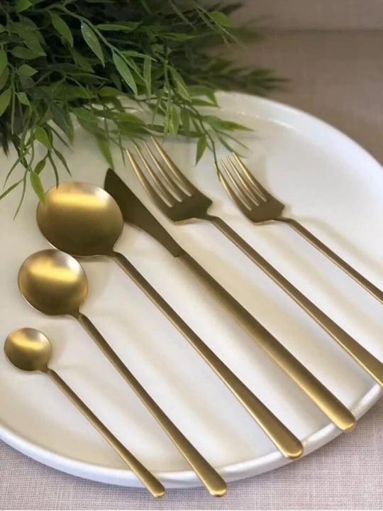  36 Parça Asil Çatal Kaşık Bıçak Çkb Seti Mat Gold