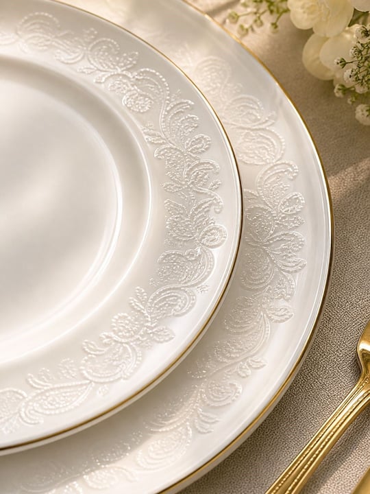 24 Parça 6 Kişilik Porselen Slender Lace Lüks Yemek Takımı Gold
