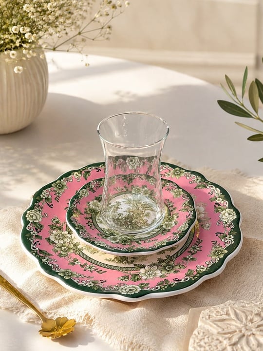 18 Parça 6 Kişilik Venora Pink Pasta Çay Saati Seti