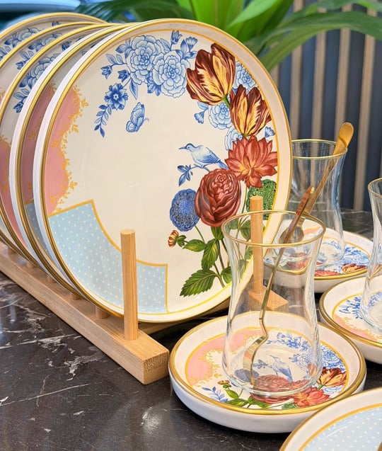 18 Parça Grand Flower Pasta Çay Takımı Seti