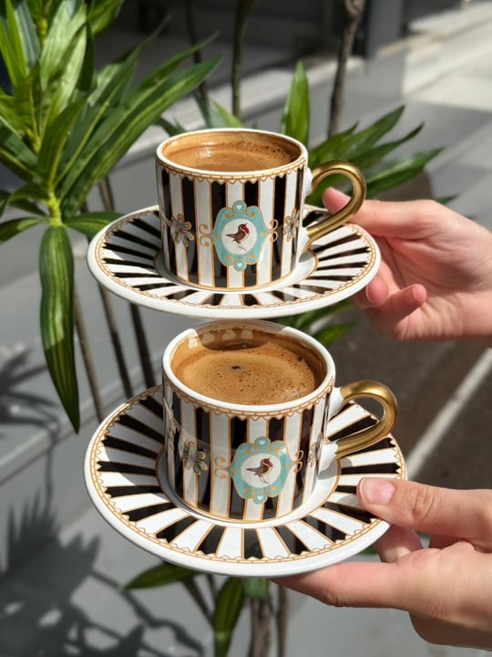 2 Kişilik Piano Black Double Kahve Fincanı
