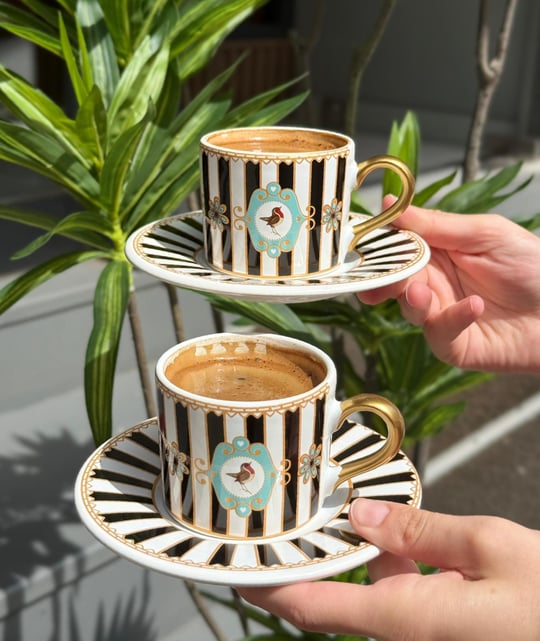 2 Kişilik Piano Black Double Kahve Fincanı