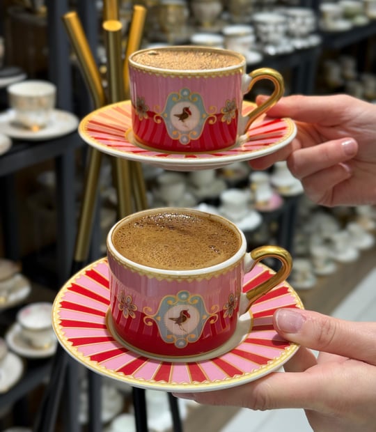 2 Kişilik Pink Bird Soho Double Kahve Fincanı