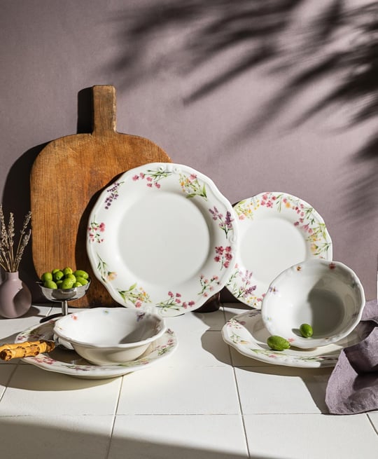 24 Parça 6 Kişilik Porselen Yemek takımı Lavender Bloom Tifany  