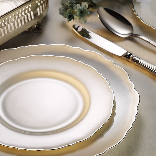 24 Parça 6 Kişilik Porselen Yemek Takımı Elegant Gümüş