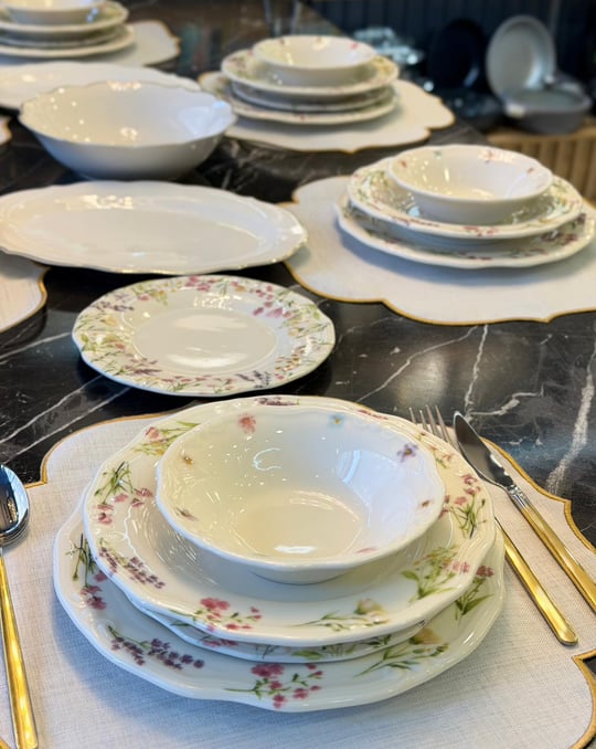24 Parça 6 Kişilik Porselen Yemek takımı Lavender Bloom Tifany  