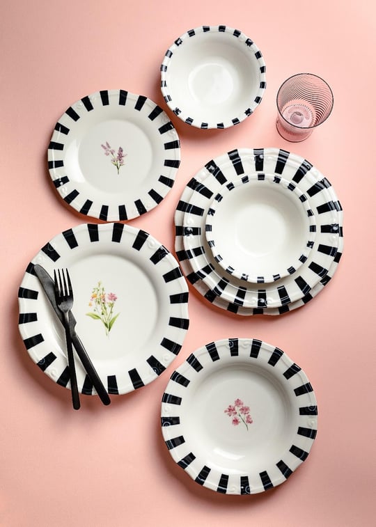 24 Parça 6 Kişilik Porselen Yemek takımı  Piano Flora Tifany