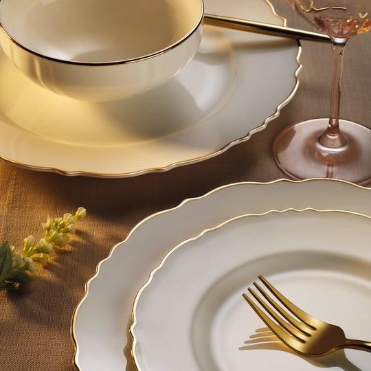 24 Parça 6 Kişilik Porselen Yemek Takımı Elegant Gold