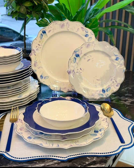 24 Parça 6 Kişilik Porselen Yemek Takımı Bellini Blue