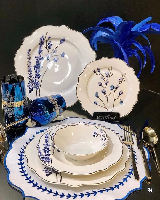24 Parça Porselen Yemek Takımı Zarif Blue Branch