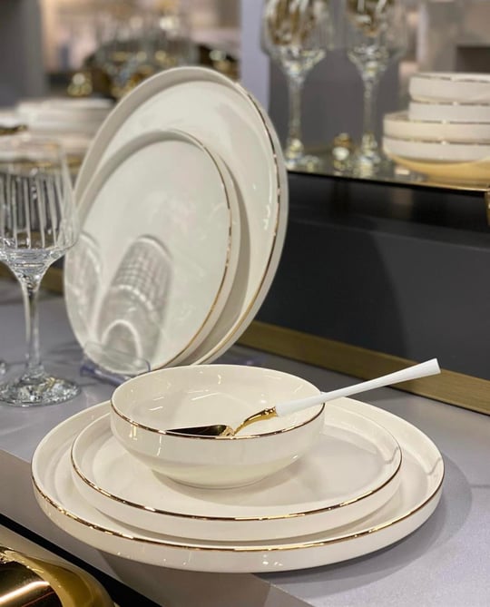 24 Parça Premium Modern Sufii Yemek Takımı Altın