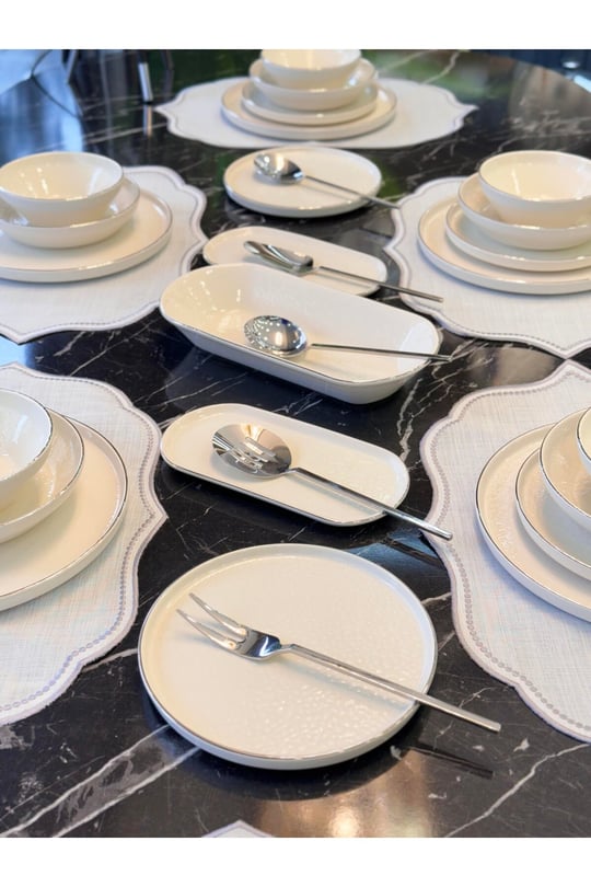 27 Parça Modern Pure Yemek Takımı Platin
