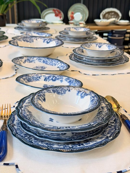 29 Parça 6 Kişilik Porselen Yemek Takımı Velour Navy