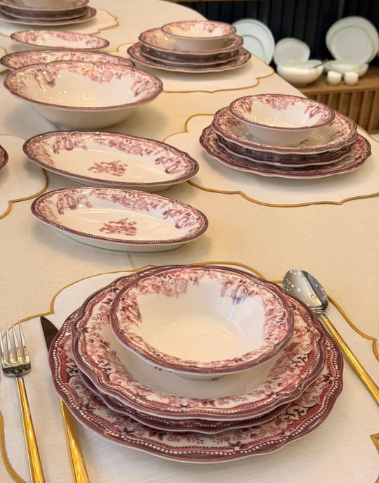 29 Parça 6 Kişilik Porselen Yemek Takımı Velour Maroon