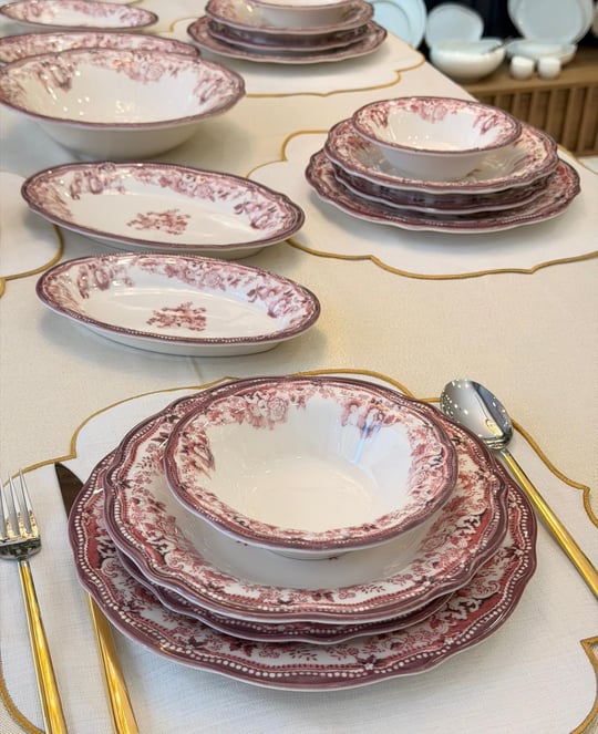 29 Parça 6 Kişilik Porselen Yemek Takımı Velour Maroon