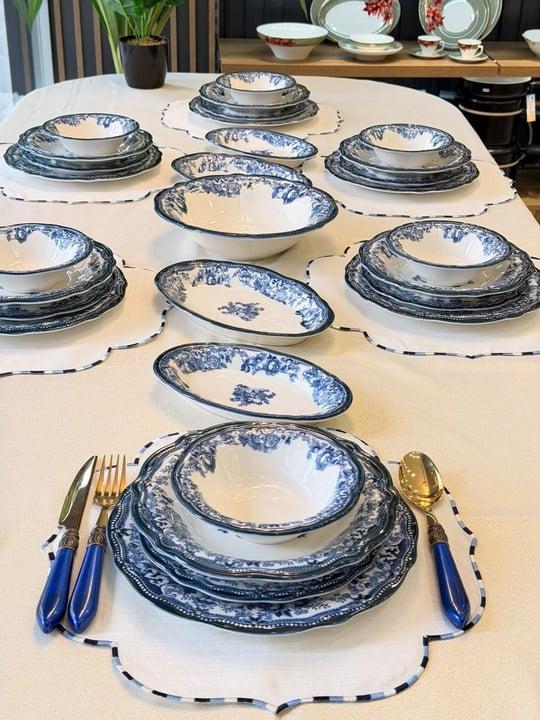 29 Parça 6 Kişilik Porselen Yemek Takımı Velour Navy