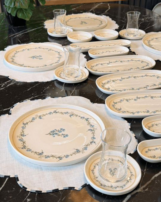 29 Parça Fleur Blue Porselen Kahvaltı Takımı 