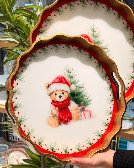 2li Teddy Red Papatya Lüks Tepsi