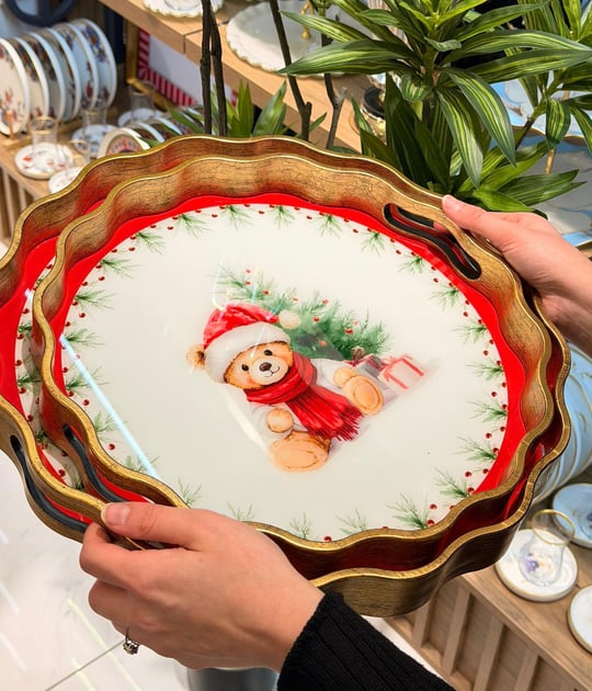 2li Teddy Red Papatya Lüks Tepsi