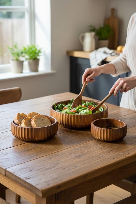 3lü Akasya Salata Çerez Kase Seti