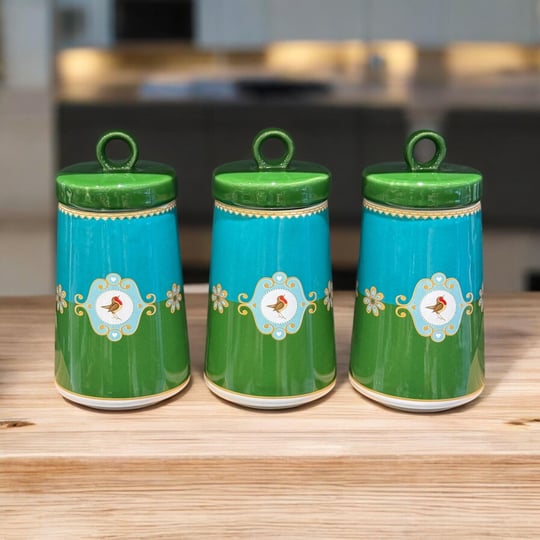 3'lü Lüks Bird Green Soho Kavanoz Seti