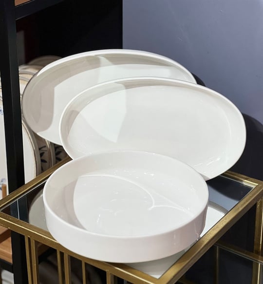 3'lü Modern Sade Salata Kayık Kase Seti