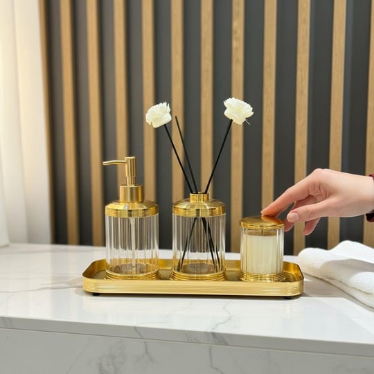 4 Parça Spiffy Standlı Banyo Seti Clear