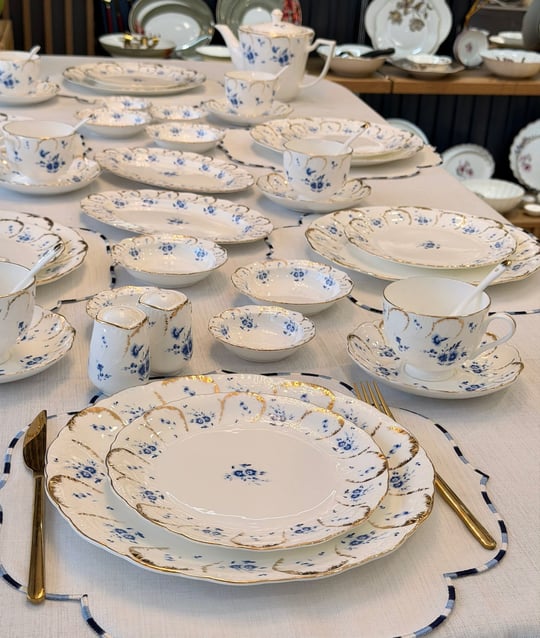 44 Parça Queen Blue Porselen Kahvaltı Takımı 