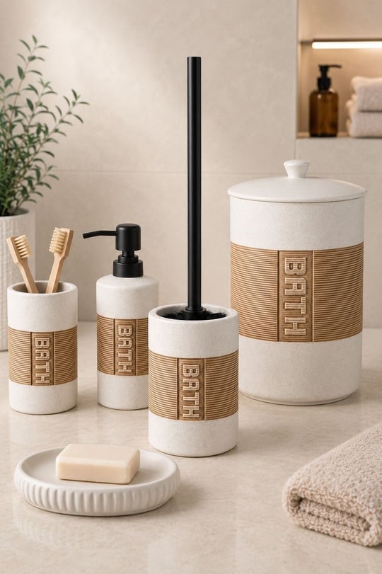 5 Parça Porselen Cleara Banyo Seti 