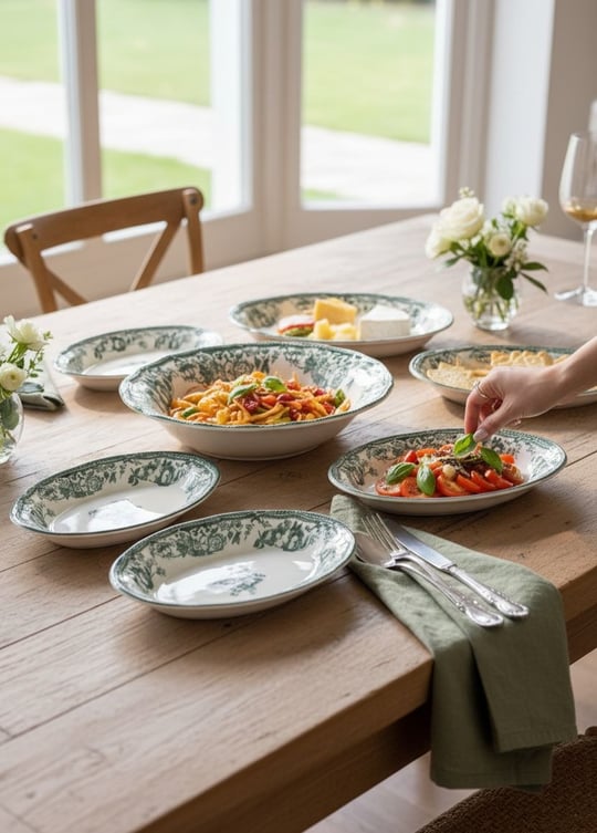 5 Parça Porselen Velour Green Salata Kayık Seti